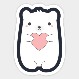 Kawaii and cute polar bear t-shirt Sticker